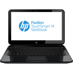 HP Pavilion TouchSmart Sleekbook 14 b109wm Celeron 877 1.4 GHz Win 8 64 bit  4 GB RAM 500 GB HDD 14 touchscreen 1366 x 768 HD HD Graphics sparkling  black remarketed - Office Depot