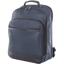Bugatti Gin Twill Textured Vegan Leather Backpack With 15.6 Laptop Pocket Navy Office Depot
