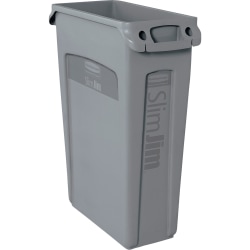 Rubbermaid Commercial Slim Jim 23-Gallon Vented Waste Containers - 23 gal Capacity - Rectangular - Durable, Handle - 30 Rubbermaid Commercial Slim Jim 23-Gallon Vented Waste Containers - 23 gal Capacity - Rectangular - Durable, Handle - 30