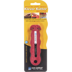 San Jamar Disposable Carton Opener - Stainless Steel Blade - Contoured Grip, Disposable, Dual Blade, Dishwasher Safe - Red - 0.2