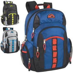 Trailmaker Multi Pocket Backpacks 3 Assorted Colors Set of 24 Backpacks Adult Unisex Size Regular