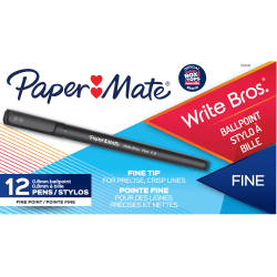 Paper Mate Write Bros Ballpoint Stick Pens 0.8 mm Fine Point Black