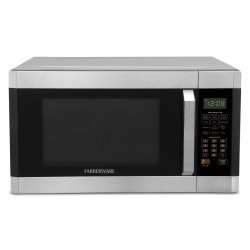 Farberware Professional 1.6 Cu Ft 1100 Watt Microwave With Smart Sensor Stainless SteelPlatinum Office Depot