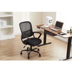 Office Guest Chair With Lumbar Support No Wheels Set Of 2, Stationary Non Rolling Mesh Mid Back Computer Side Chairs Waiting Area Reception Conference Room Bedro - View #8