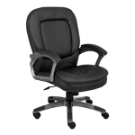 Boss Office Products Pillow Top Ergonomic Vinyl Mid Back Chair BlackPewter  - Office Depot