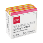 Office Depot Brand Plexi Note Cube 3 14 x 3 14 Unruled 500 Sheets Assorted  Neon Colors - Office Depot