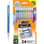 BICMPLP241, BIC® MPLP241 Xtra-Sparkle Mechanical Pencil Value Pack, 0.7  mm, HB (#2.5), Black Lead, Assorted Barrel Colors, 24/Pack