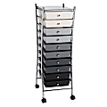 Realspace® 10-Drawer Mobile Organizer, 37 2/5"H x 13"W x 15 15/16"D, Black/Gray/White