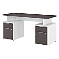 Bush Business Furniture Jamestown Desk With 4 Drawers, 60"W, Storm Gray/White, Premium Installation