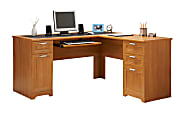 Realspace® Magellan 59"W L-Shape Corner Desk, Honey Maple