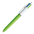 BIC® 4-Color™ Retractable Ballpoint Pen, Medium Point, 1.0 mm, Green Barrel, Assorted Ink Colors 1 thumbnail image