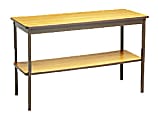 Barricks Utility Table With Bottom Storage Shelf, Rectangle, 48"W x 18"D x 30"H, Oak 1 thumbnail image