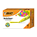 BIC® Brite Liner Grip XL Highlighters, Chisel Tip, Fluorescent Yellow, Pack Of 12 1 thumbnail image