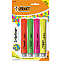 BIC Brite Liner Grip Highlighters, Chisel Tip, Assorted Colors, Pack Of 4 Highlighters