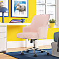 Serta® Leighton Home Mid-Back Office Chair, Twill Fabric, Blush Pink/Chrome