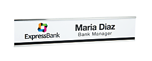 Custom Full Color Plastic Wall Signs With Slide-in Metal Flush Wall Mount, 2" x 10" 1 thumbnail image