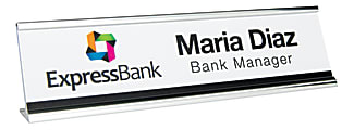 Custom Printed Full Color Plastic Desk Signs With Slide-in Metal Holder, 2" x 8" 1 thumbnail image