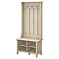 Bush Furniture Salinas Hall Tree with Storage Bench, Antique White, Standard Delivery 1 thumbnail image