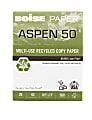 Boise® ASPEN® 50 Multi-Use Printer & Copy Paper, White, Letter (8.5" x 11"), 500 Sheets Per Ream, 20 Lb, 92 Brightness, 50% Recycled, FSC® Certified