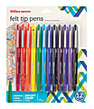 Office Depot® Brand Felt-Tip Pens, Medium Point, 1.0 mm, Assorted Ink Colors, Pack Of 12
