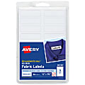 Avery® No-Iron Fabric Labels, 40720, Rectangle, 1/2" x 1-3/4", White, Pack Of 54