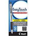 Pilot® EasyTouch Retractable Ballpoint Pens, Medium Point, 1.0 mm, Clear Barrel, Black Ink, Pack Of 12