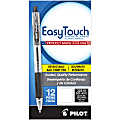 Pilot® EasyTouch Retractable Ballpoint Pens, Fine Point, 0.7 mm, Clear Barrel, Black Ink, Pack Of 12