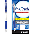 Pilot® EasyTouch Retractable Ballpoint Pens, Fine Point, 0.7 mm, Clear Barrel, Blue Ink, Pack Of 12