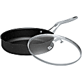 Starfrit The Rock 11" , 4.7-Quart Deep Saute Pan with Glass Lid & Stainless Steel Handles - Frying, Cooking - Dishwasher Safe - 11" Diameter - Black - Glass Lid
