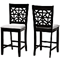 Baxton Studio Devon Counter Stools, Gray/Espresso Brown, Set Of 2 Stools 1 thumbnail image