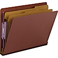 Smead® End-Tab Classification Folders With SafeSHIELD® Coated Fasteners, Letter Size, Red, Box Of 10