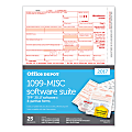 Office Depot® Brand 1099-MISC Inkjet/Laser Tax Forms With Software For 2017 Tax Year, 2-Up, 4-Part, 8 1/2" x 11", Pack Of 25