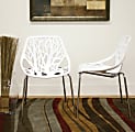 Baxton Studio Birch Sapling Stackable Chairs, White, Set Of 2