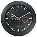 Timekeeper Round 12" Black Wall Clock With Temperature And Humidity Gauges