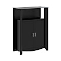 Bush Furniture Aero Library Storage Cabinet with Doors, Classic Black, Standard Delivery