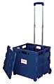 Office Depot® Brand Mobile Folding Cart With Lid, 16"H x 18"W x 15"D, Blue