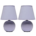 Simple Designs  Mini Ceramic Globe Table Lamp, 8.66"H, Purple, 2pk