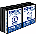 Samsill® Value View 3-Ring Binder, 1" Round Rings, 50% Recycled, Pack Of 6 1 thumbnail image