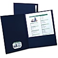Oxford® Linen-Like Portfolios, 2 Pocket, Navy, Pack of 5 1 thumbnail image