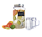 Mason Beverage Dispenser With Chalkboard Sign And Tumblers, 1.6 Gallon Dispenser, 4 Piece Set