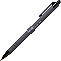 Integra Rubber Barrel Retractable Ballpoint Pens - Medium Pen Point - 1 mm Pen Point Size - Black - Rubber Barrel - 12 / Dozen