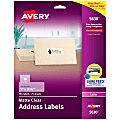 Avery® Matte Address Labels With Sure Feed® Technology, 5630, Rectangle, 1" x 2-5/8", Clear, Pack Of 750