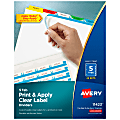 Avery® Customizable Index Maker® Dividers For 3 Ring Binder, Easy Print & Apply Clear Label Strip, 5 Tab, Multicolor, Box Of 25 Sets