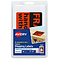 Avery® Preprinted "Fragile Handle with Care" Shipping Label Stickers, 5283, 3" x 5", Neon Red, Pack Of 40 Non-Printable Labels