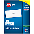 Avery® Copier Permanent Address Labels, 5351, 1" x 2 13/16", White, Pack Of 3,300