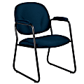 Global® Solo™ Fabric Guest Chairs With Arms, 34"H x 22"W x 25"D, Blue/Black, Carton Of 2