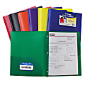 C-Line® 2-Pocket Poly Portfolios With Prongs, 8 1/2" x 11", 50-Sheet Capacity, Assorted Colors, Box Of 36