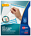 Avery® Print & Apply Clear Label Translucent Plastic Dividers With Clear Pockets And Index Maker® Easy Apply™ Printable Label Strip, 5-Tab, Frosted Clear