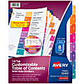 Avery® Ready Index® Table Of Contents Dividers With Sub-Dividers, 8 1/2" x 11", Multicolor, 8 Tabs Per Set