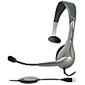 Cyber Acoustics AC-840 Mono USB On-Ear Headset, Black/Silver